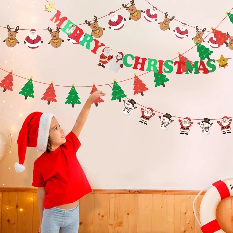 Dây Treo Trang Trí Giáng Sinh Nhiều Màu Họa Tiết Hoạt Hình Dễ Thương