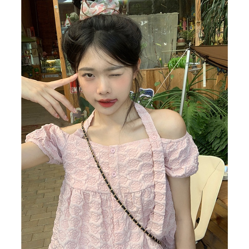 Áo Nữ Trễ Vai Tay Ngắn Dáng Rộng Thời Trang