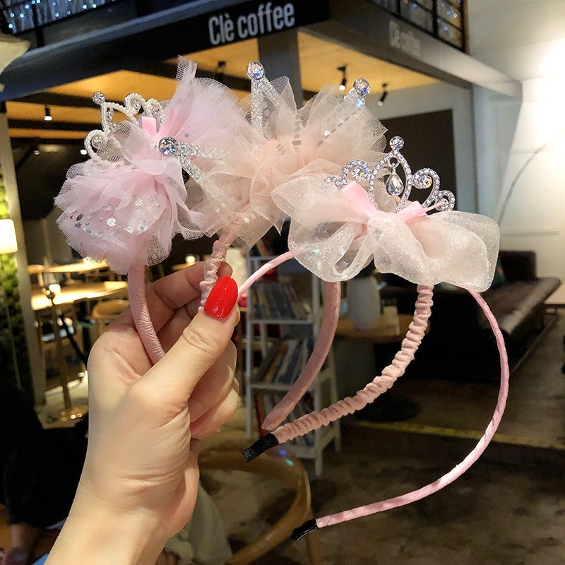 Vương miện công chúa đính ngọc trai phối ren đáng yêu cho bé gái