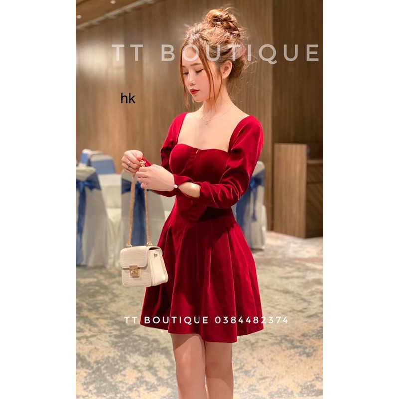 Váy Nhung Pha Xích Lưng Có Lưới