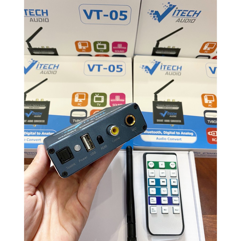 Chuyển quang Audio Convert BLUETOOTH VITECH VT05 điều chỉnh Bass, Treble, Âm lượng bằng REMOTE