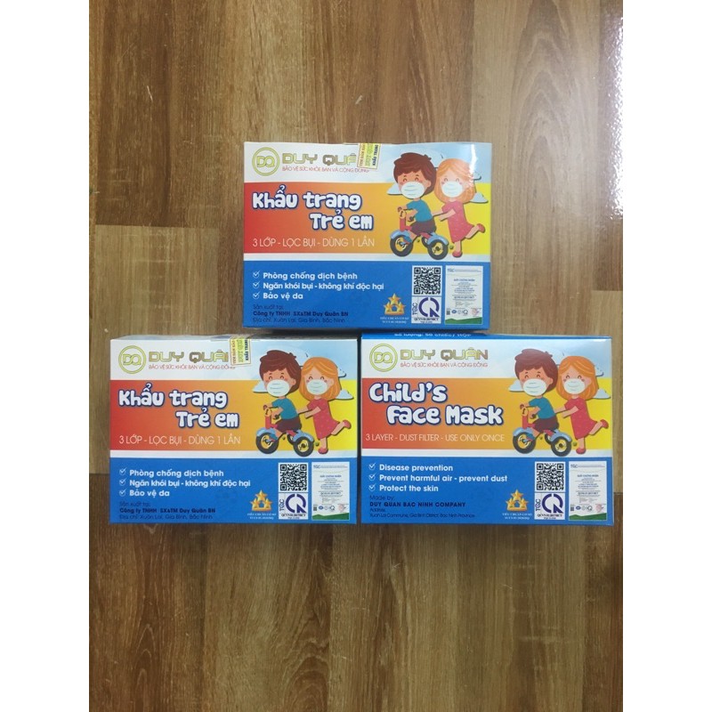 Hộp 50 Chiếc Khẩu trang y tế Trẻ Em 3 Lớp