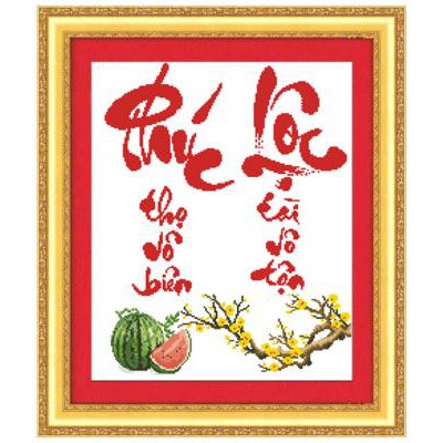 Tranh Thêu Chữ Thập Phúc-Lộc N17 (KHÁCH TỰ THÊU) KT:40X48CM