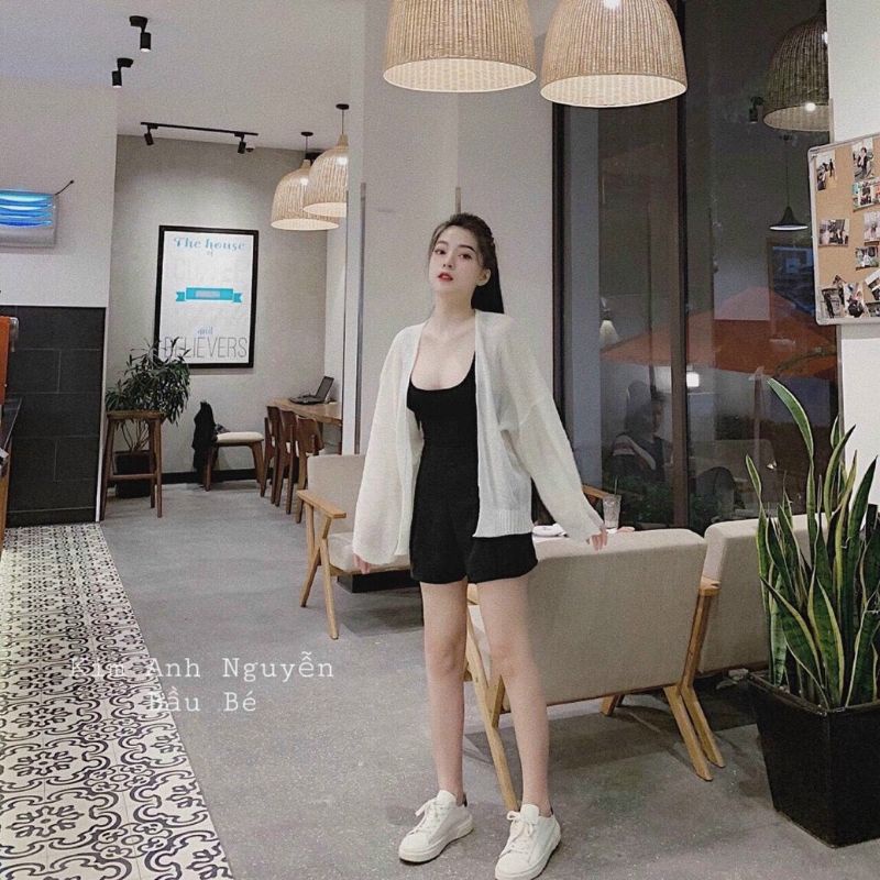 Áo khoác len cardigan mỏng hàng QC