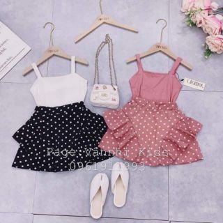 SET 2 DÂY CHÂN VÁY CHẤM BÍ CHO BÉ GÁI