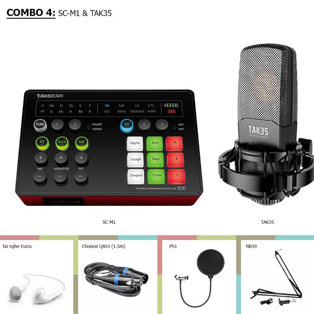 [Mã ELHACE giảm 4% đơn 300K] Combo hát karaoke online với Sound Card Autotune Takstar SC-M1