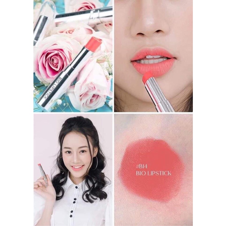 Son BIO LIPSTICK Hồng Cam San Hô-- Mềm Mịn Bền Màu Lâu Trôi, Lên Màu Cực Chuẩn Và Sang Chảnh