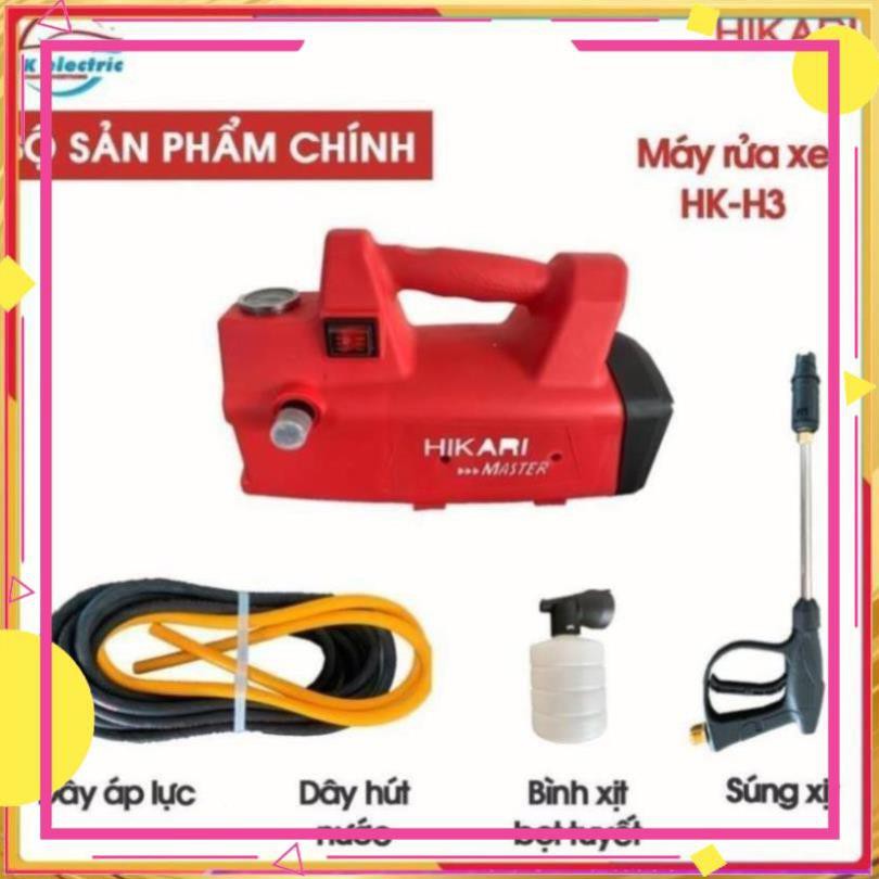 Máy rửa xe mini, Máy xịt rửa cao áp HIKARI HK-H3 - Có áp chống giật + Chống cháy [BH 24 Tháng]