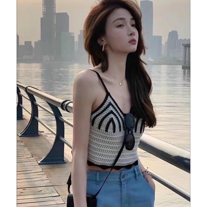 Áo ren 2 dây phối minie