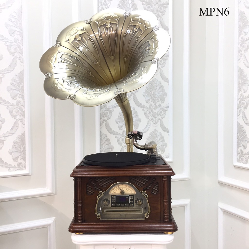 Máy phát nhạc không kệ mang phong cách tân cổ điển MPN6 - chạy đĩa than, CD, USB, Bluetooth và FM