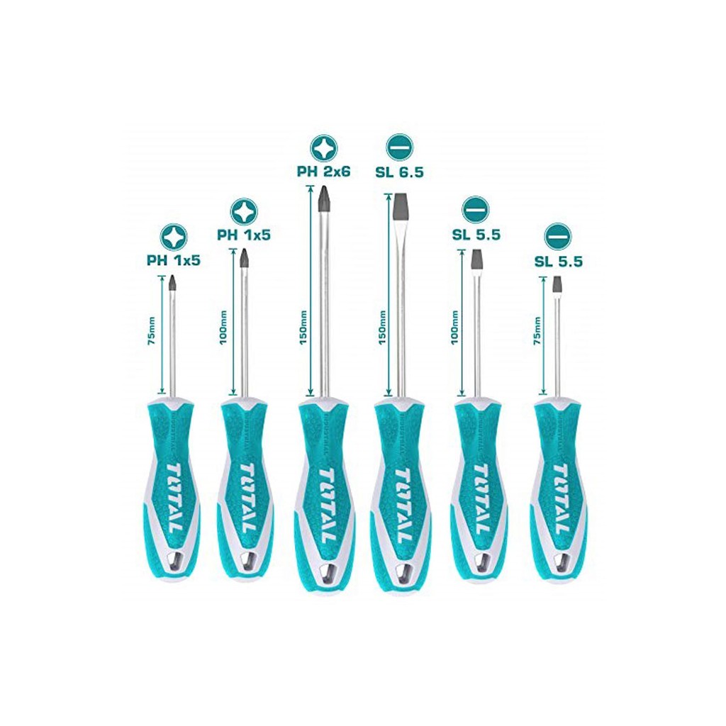BỘ 6 TUA VÍT TOTAL THT250606  BỘ VÍT DẸP VÀ BAKE