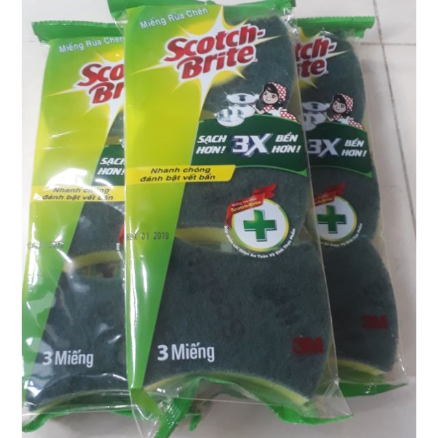 Bộ 3 miếng rửa chén Scotch Brite 3M