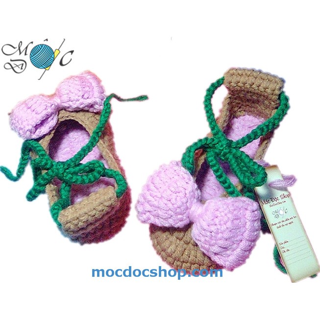 Giày len cho bé gái [Kiểu nơ nơ to] giày len cột dây cho bé gái sơ sinh đến 1 tuổi