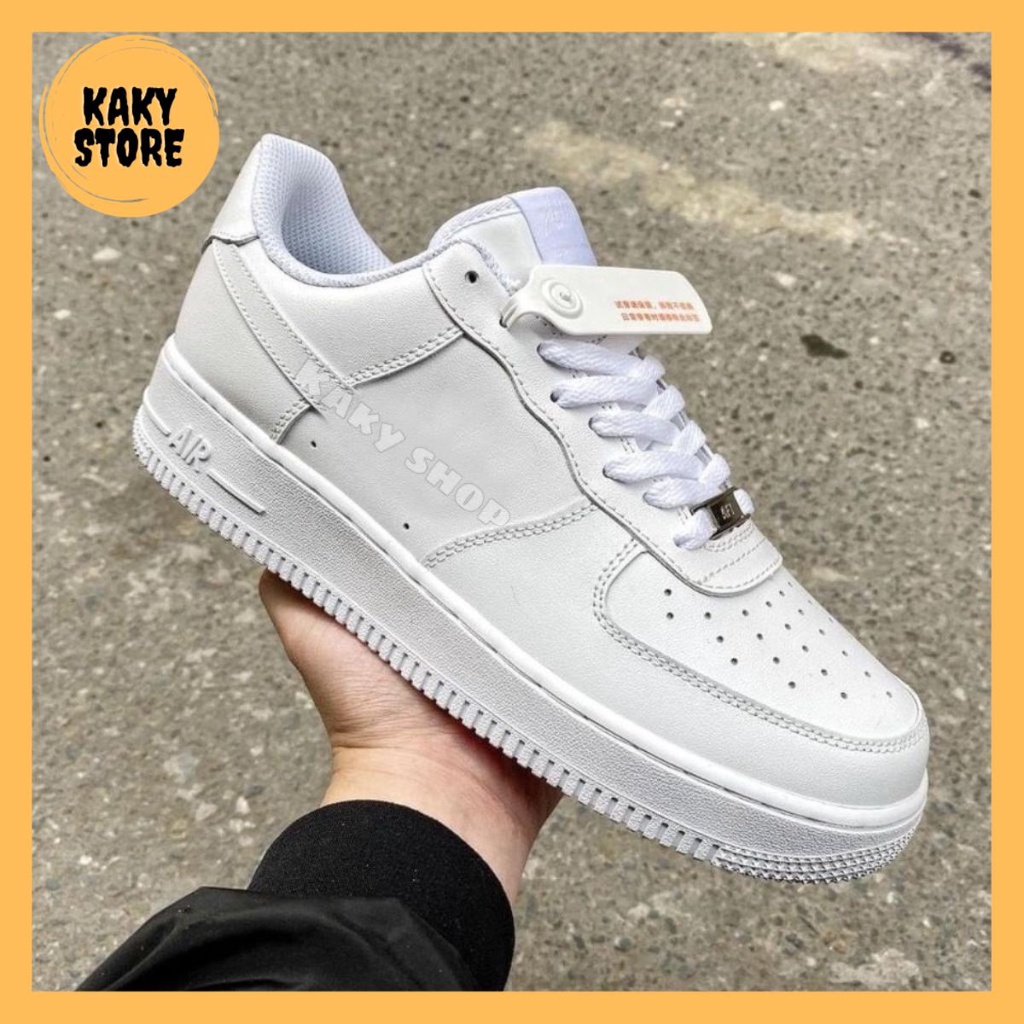 Giày Thể Thao AF1 Trắng, Giày Sneaker Air Force 1 Trắng Full Đế Bánh Mỳ Độn Chiều Cao Dành Cho Nam Nữ Đi Học Đi Chơi