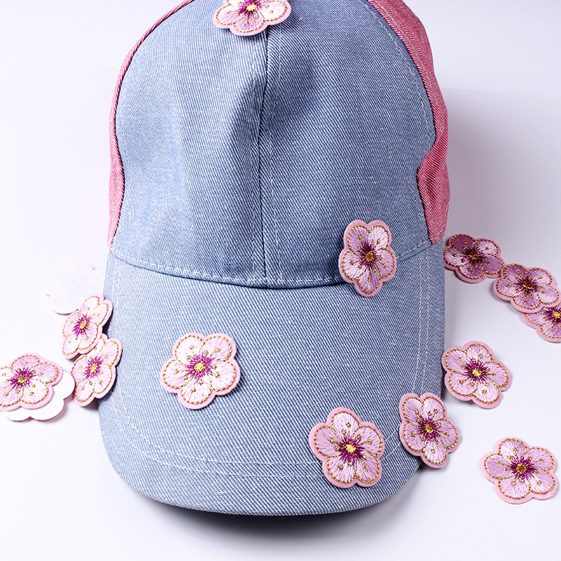 Miếng Vá Quần Áo Và Mũ Tự Dính Thêu Hình Hoa Mận Nhỏ