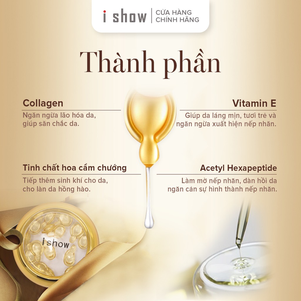 Viên nang ISHOW thanh xuân Capsules làm đẹp da chống lão hóa da - TẶNG KHẨU TRANG 3 LỚP