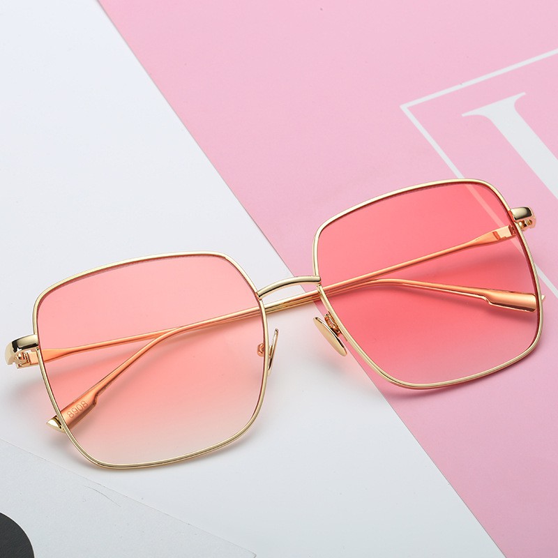 Kính râm nữ mặt vuông thời trang chống tia uv kiểu dáng sang chảnh màu hiếm - VUÔNG HỒNG
