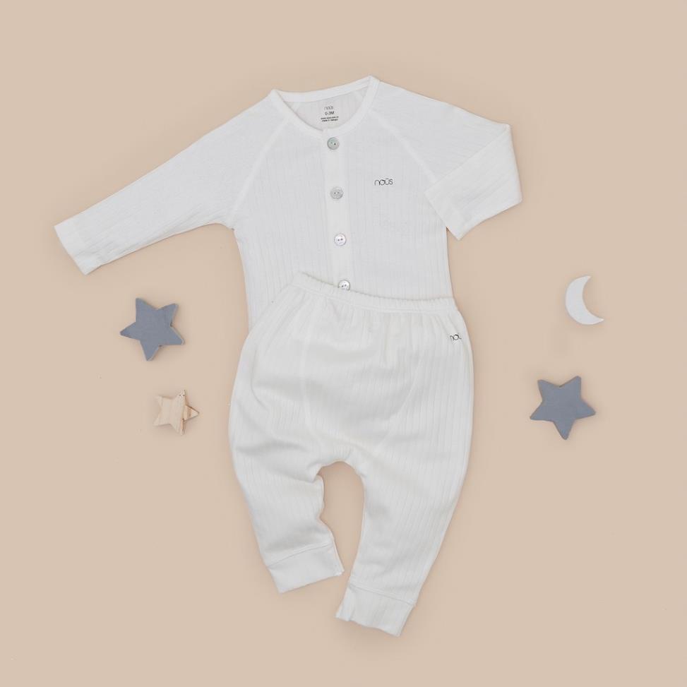 Bộ Quần Áo Dài Cài Thẳng Cao cấp Nous nhiều mầu Bé Trai Bé Gái Chất Liệu Nu Doux (Size Từ 3-12M)