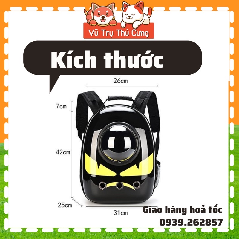 Balo phi hành gia đựng chó mèo, túi vận chuyển thú cưng, mẫu Batman