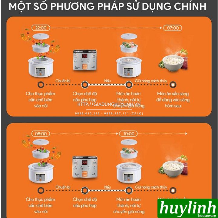 Nồi hầm chậm, chưng yến, nấu cách thuỷ 2Good A600 - 1.5 lít - 2 tầng