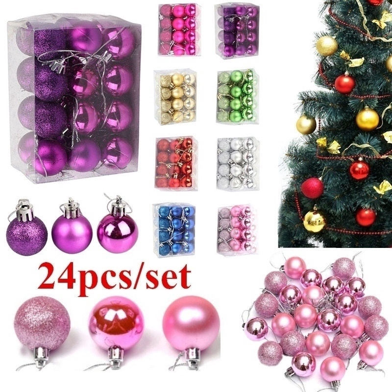 Set 24 Quả Châu Trang Trí Thông Noel