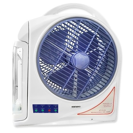 Quạt Sạc Kiêm Đèn Sạc 2 Bình Kentom KT9100- Hàng chính hãng