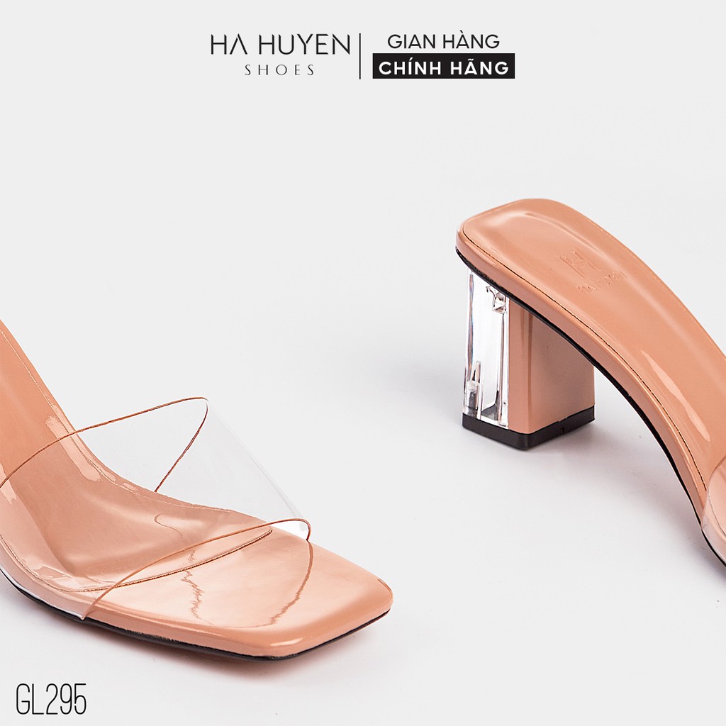 Guốc lê nữ Hà Huyền Shoes quai ngang trong gót vuông 5 phân thời trang - GL295