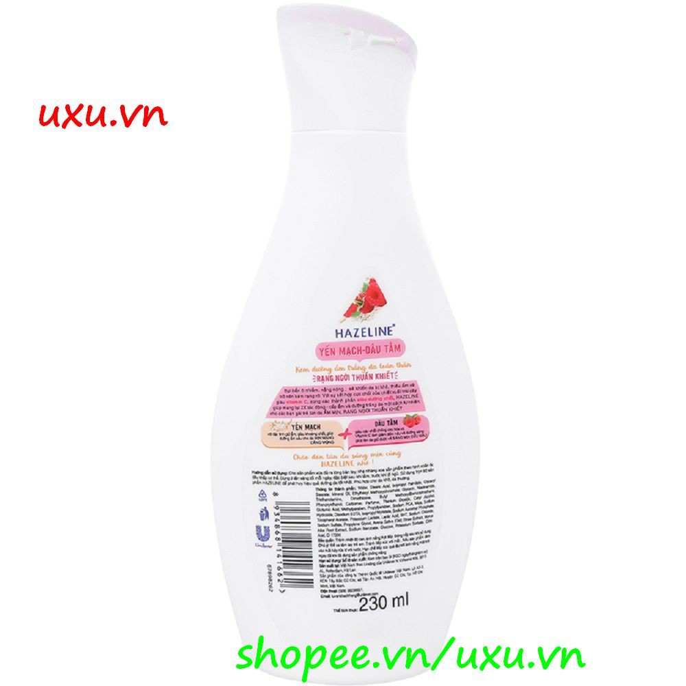 Sữa Dưỡng Thể 230Ml Hazeline Dưỡng Trắng Da Yến Mạch Dâu Tằm, Với uxu.vn Tất Cả Là Chính Hãng.