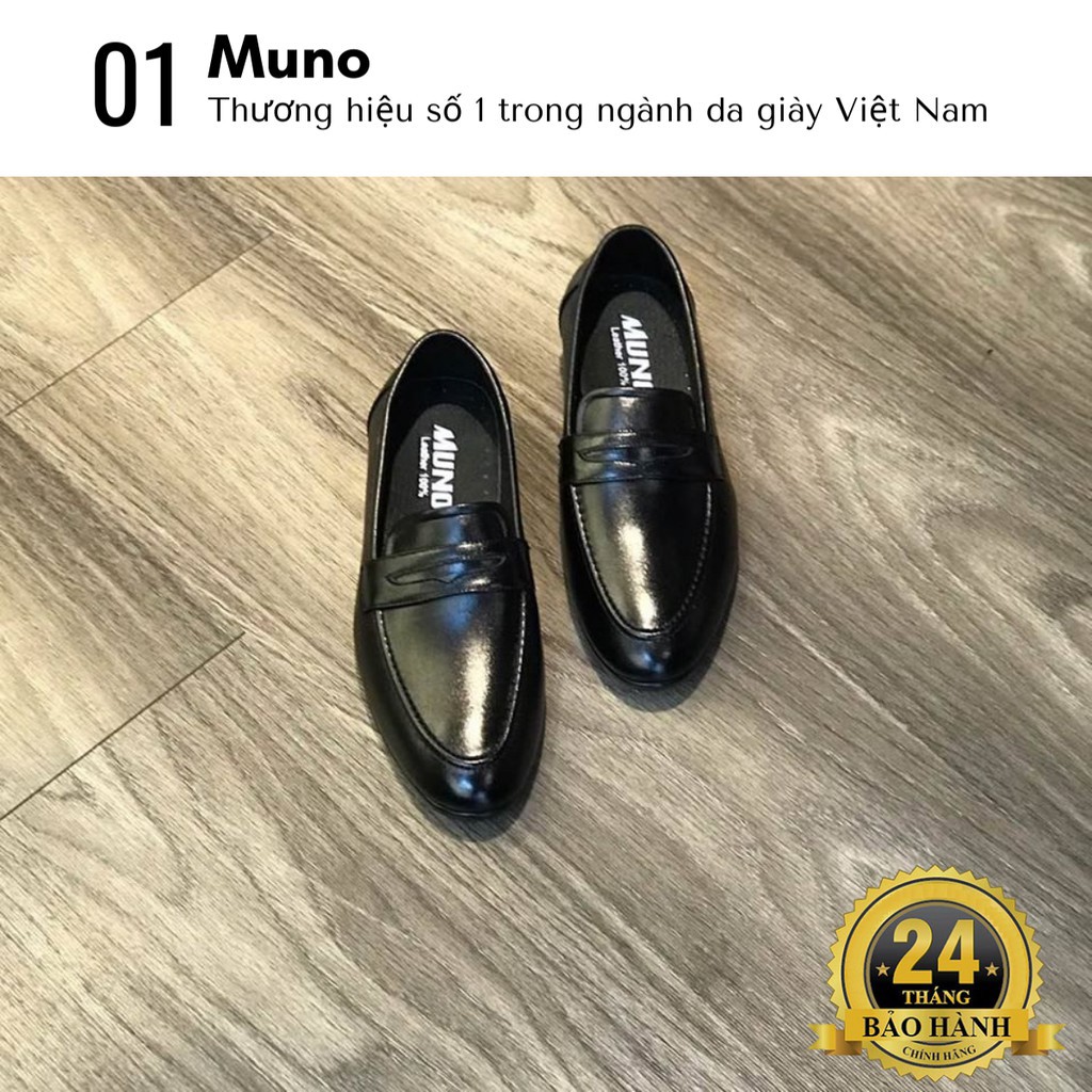 Giày lười nam Loafer Muno cao cấp cổ thấp bóng không dây thời trang giá rẻ màu đen nhiều size