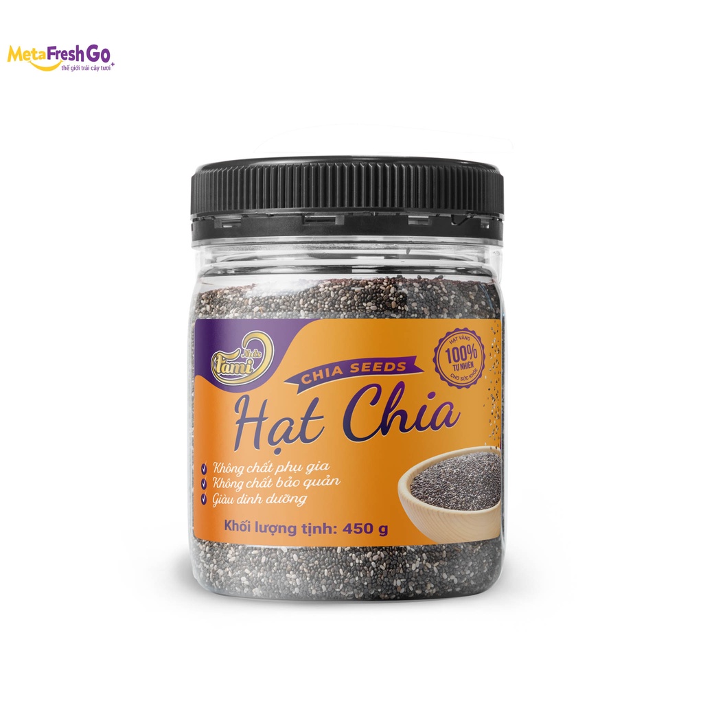 Hạt Chia Faminuts Chuẩn Chất Lượng Hạt Sạch, Đều, Heathy, Hỗ Trợ Giảm Cân - Hũ Nhựa 450g | Meta freshgo
