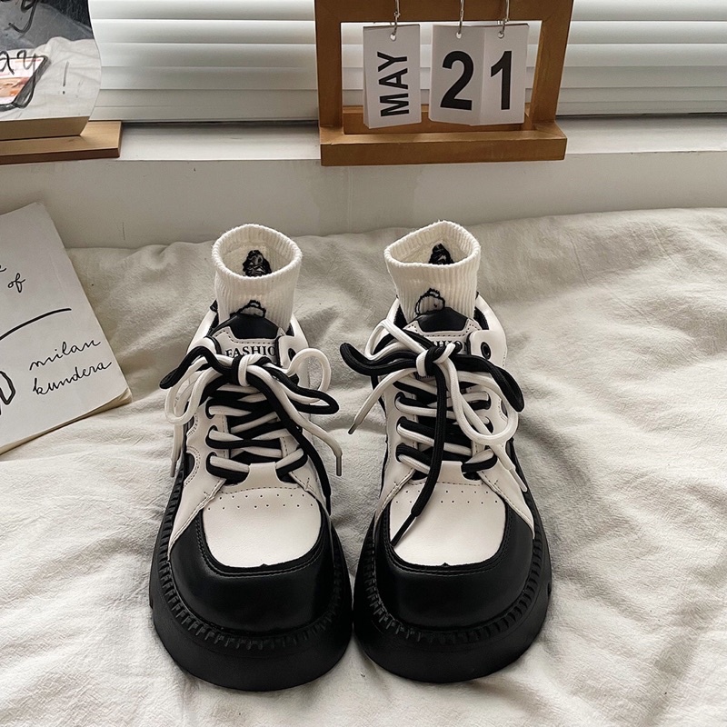 Giày lolita nữ độn đế cao,Giày da ulzzang nữ phong cách Hàn Quốc Ox100