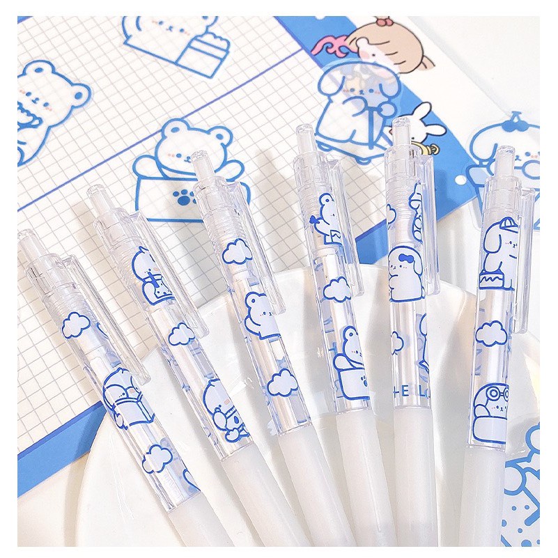 Bút Bi Mực Đen Ngòi 0.5mm Kiểu Dáng Hoạt Hình Dễ Thương Đáng Yêu Gấu Xám House