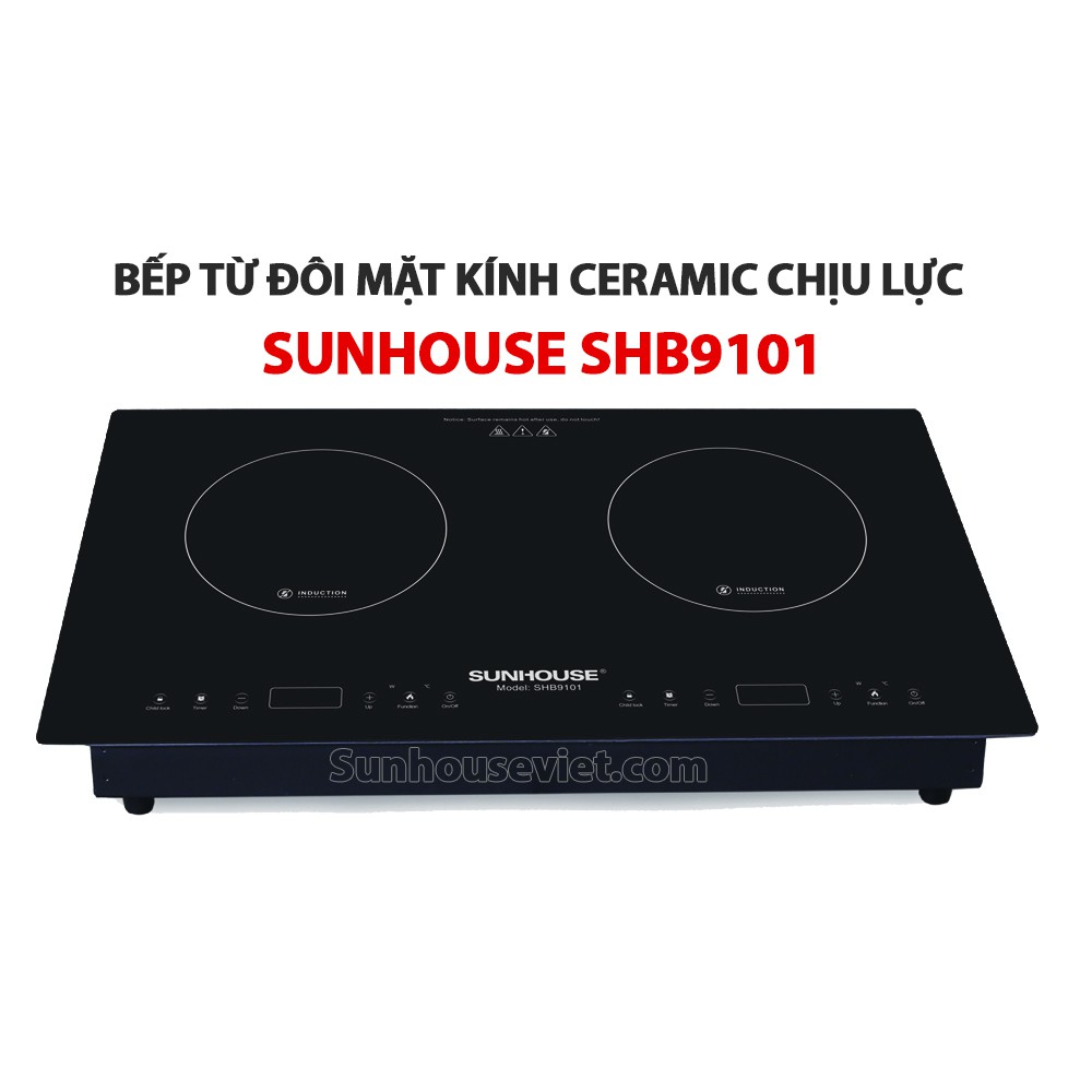 Combo 2 sản phẩm: Bếp đôi điện từ cao cấp SHB9101 + Bộ 3 nồi đáy từ cao cấp nhập khẩu nguyên chiếc từ Hàn quốc SHG1130