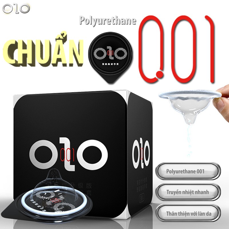 [Siêu mỏng 001] Bao cao su OLO 001 Polyurethane -  BCS siêu mỏng 0.01 mm 6 bao