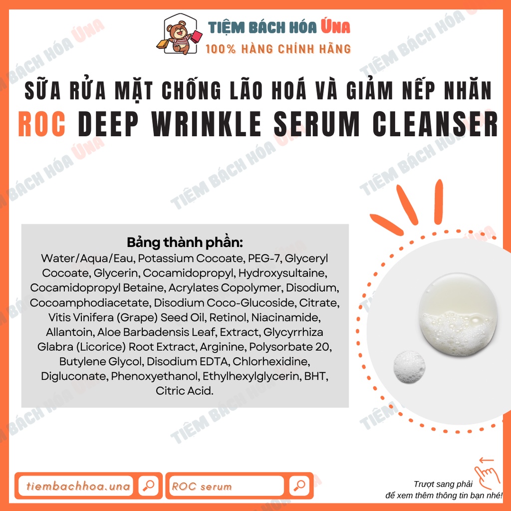 Sữa rửa mặt chống lão hoá và giảm nếp nhăn RoC Deep Wrinkle Serum Cleanser 177ml