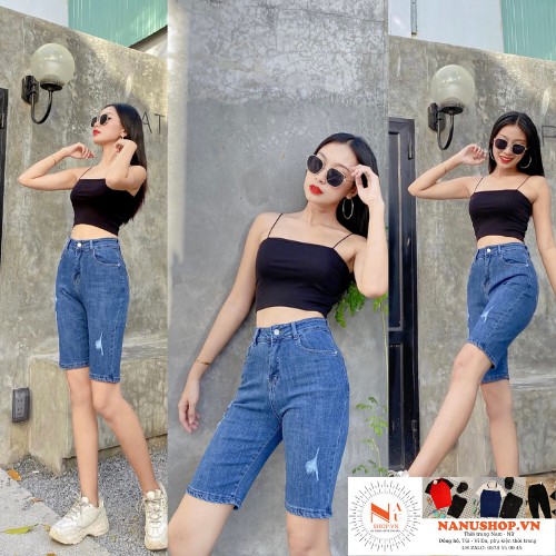 Quần Jean nữ ❤FreeShip❤ KAVO BLUE - Dáng Ngố Jeans màu xanh đậm cạp cao; Mã KB725141