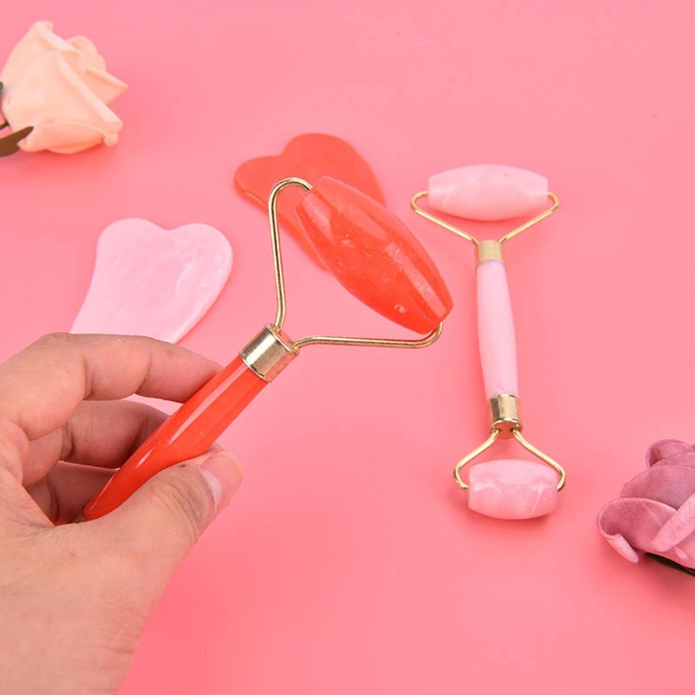 [Hàng mới về] Bộ con lăn và bảng guasha mát xa da mặt hai đầu giúp thư giãn và loại bỏ nếp nhăn hiệu quả