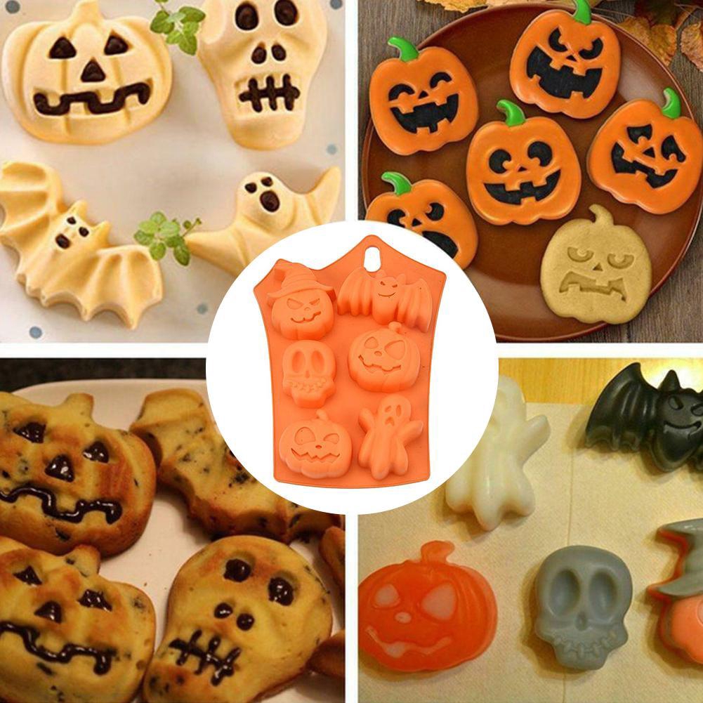 Khuôn silicon làm bánh/chocolate họa tiết người Dơi/Bí ngô/Kẹo đường chuyên dụng cho trang trí Halloween