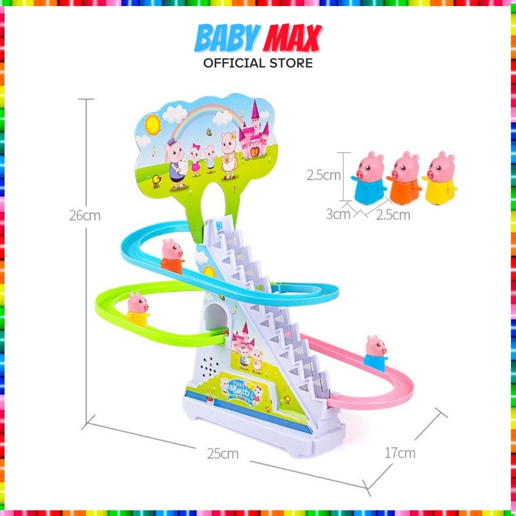 Đồ Chơi Trẻ Em Heo Con Leo Cầu Thang (Bộ Nhiều Heo) Ngộ Nghĩnh Có Âm Nhạc Và Đèn BABY MAX