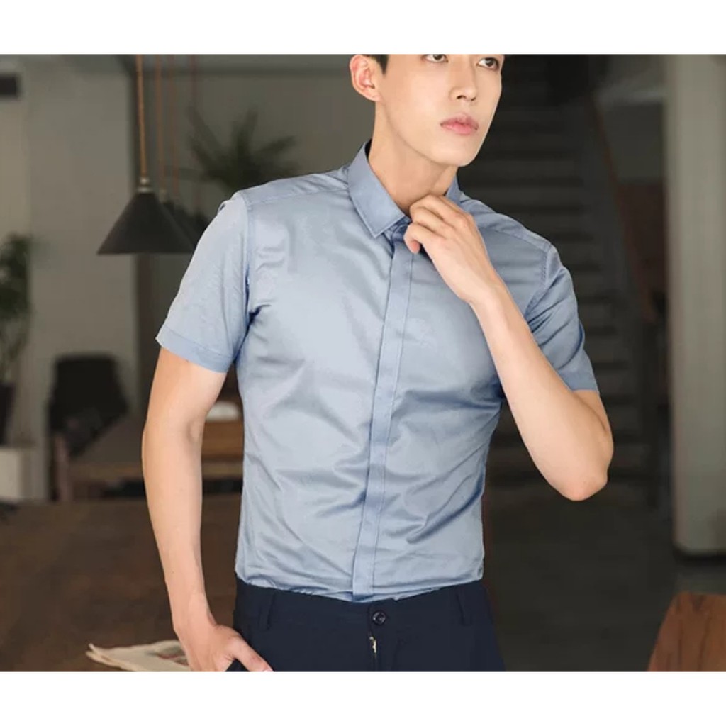 [Siêu Rẻ]Áo Sơ Mi Nam Body Ôm Tay Ngắn,Sơ Mi Trơn Nam Form Hàn Quốc,Vải Lụa Mềm Mại Thoáng mát,Thấm Hút Mồ Hôi,Nhiều Mau | BigBuy360 - bigbuy360.vn