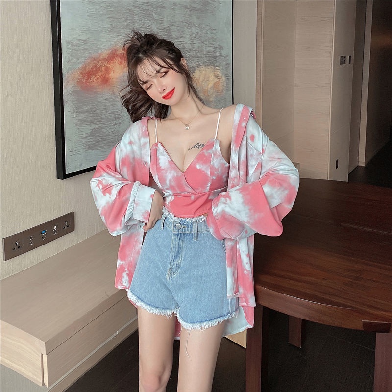 AMOI Áo Hai Dây Dáng Rộng Họa Tiết Kẻ Sọc Thời Trang 2022 Trẻ Trung Cho Nữ