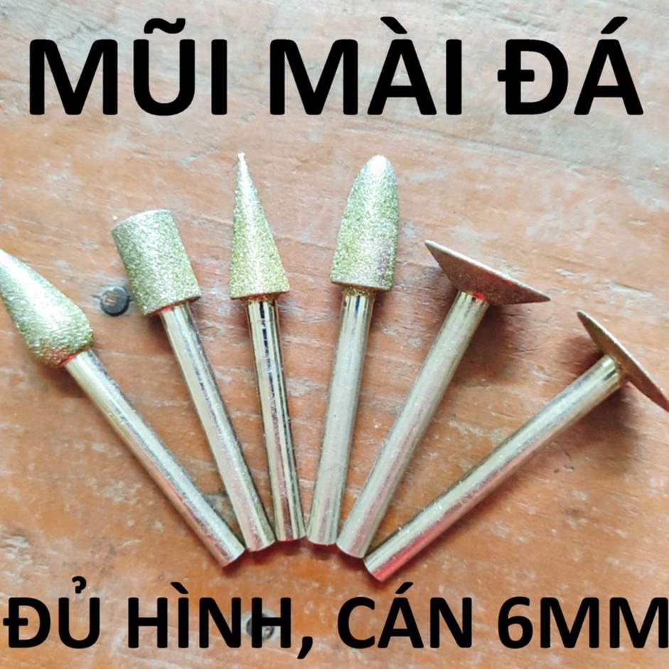 mũi mài đá, cán 6mm, đủ hình, đủ size