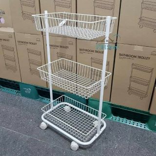 Kệ để đồ kệ nhà tắm 3 tầng Lock&Lock bằng thép không rỉ có bánh xe đẩy INP734WHT
