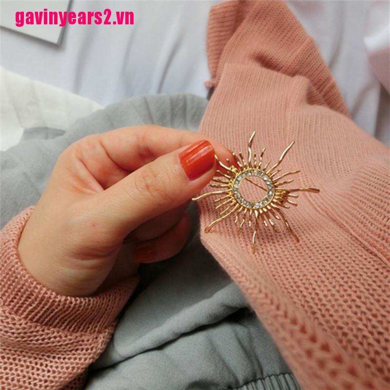 2 Ghim Cài Áo Hình Mặt Trời Đính Đá Thời Trang
