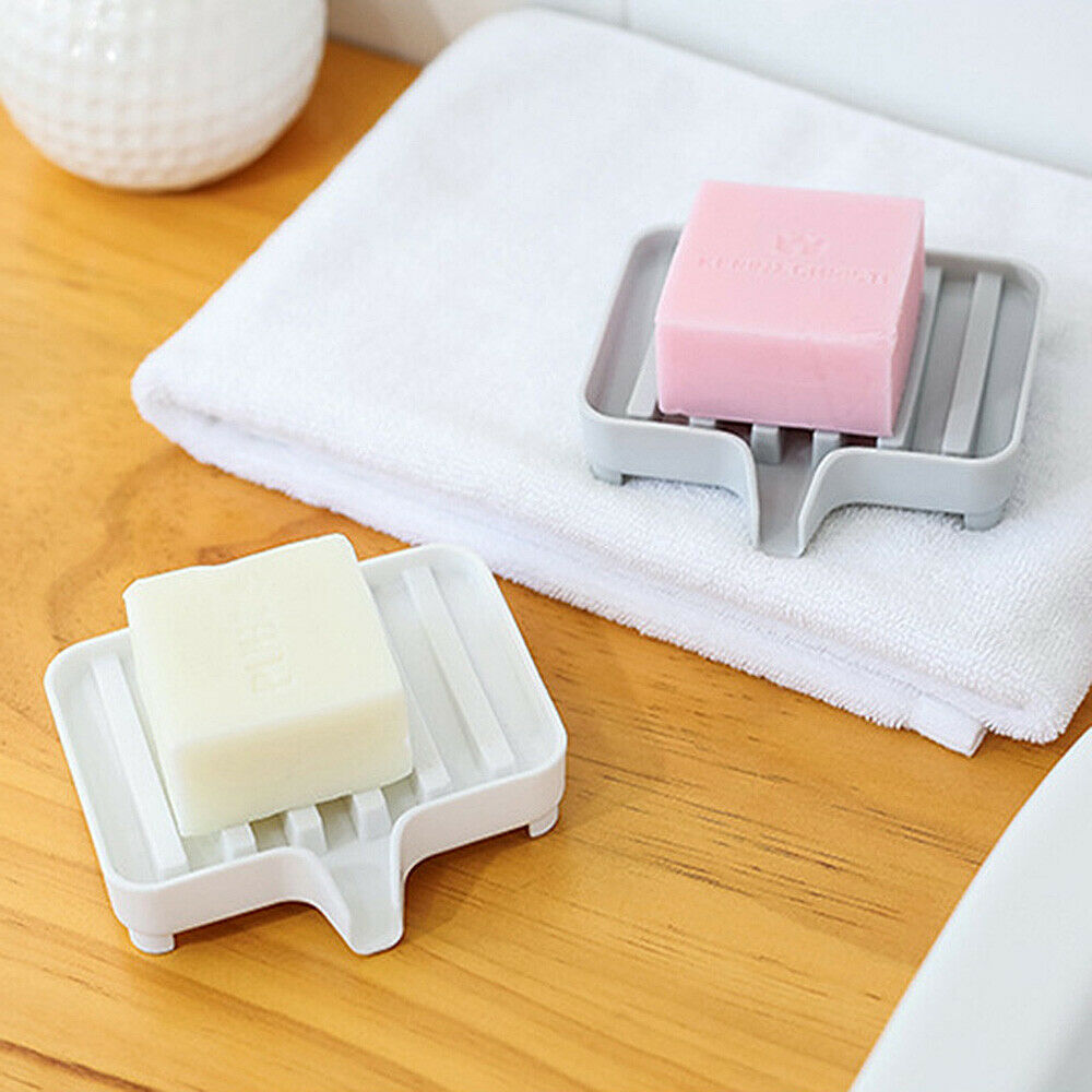 1Pcs Plastic Soap Dish Holder Water Draining Tray Plate Storage Box Case Container