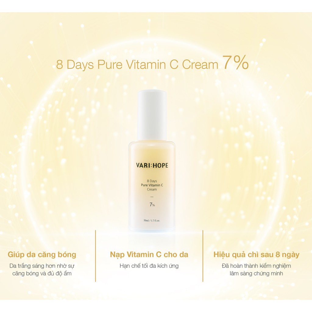 KEM DƯỠNG Trắng Da Trong 8 Ngày VARIHOPE 8 Days Pure Vitamin C Cream 50ml