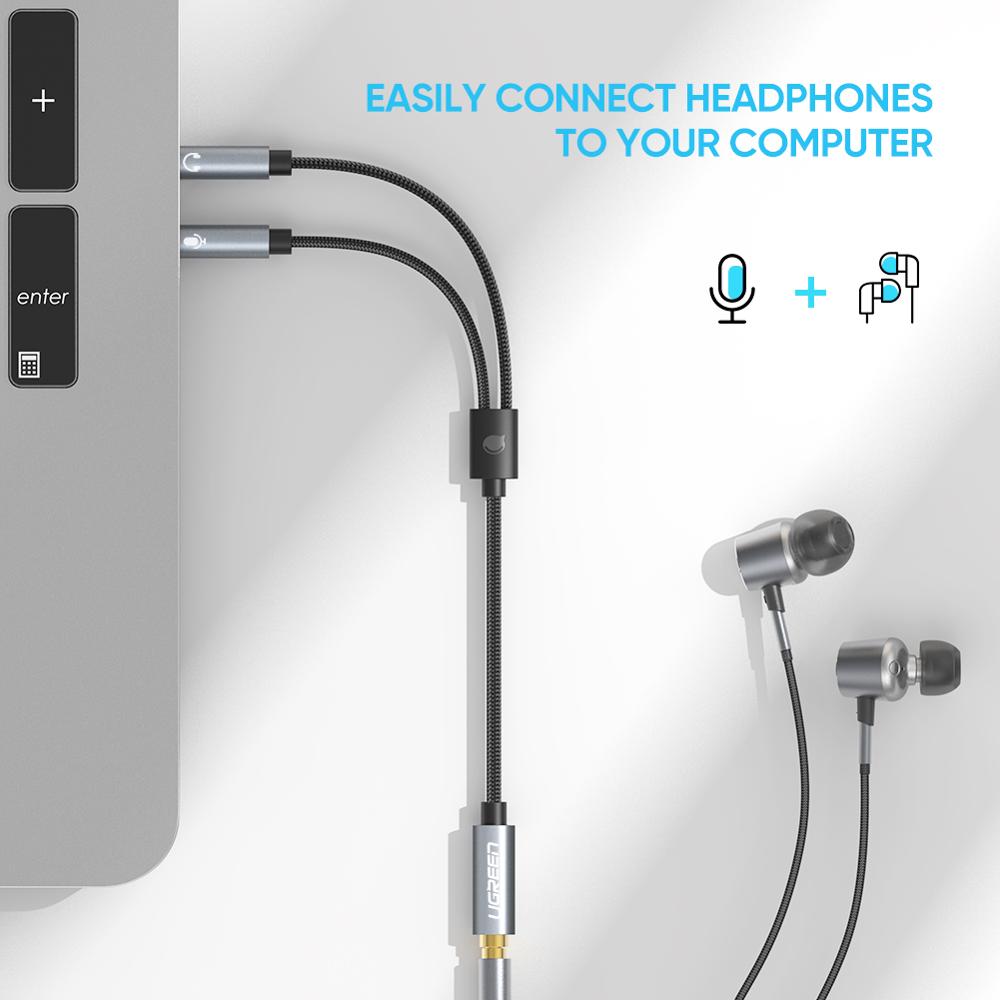 Ugreen Dây Cáp Tách Chữ Y Chuyển Đổi Cổng 3.5mm Sang 2 Đầu 3.5mm Cho Máy Tính