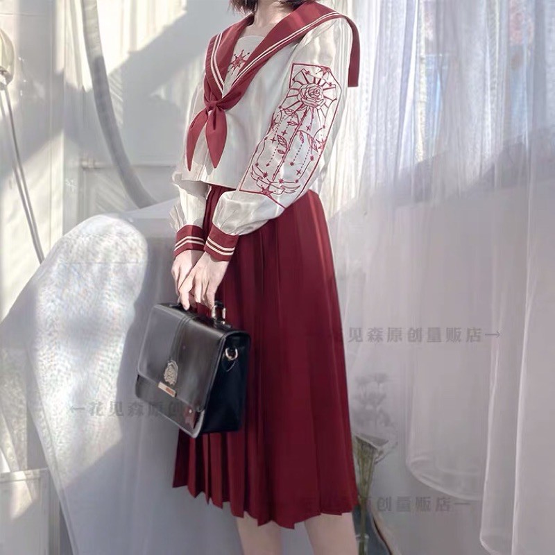 【HuaJianSen】Full set váy Seifuku Rose Tarot học sinh thêu Jin Erben Trung