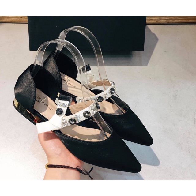 Giày bệt zara lụa quai đá fullbox