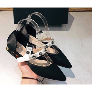 Giày bệt zara lụa quai đá fullbox